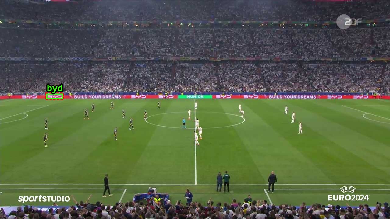 Stadium view during UEFA EURO 2024 showing players preparing for kickoff, with BYD advertising displayed prominently along the LED boards.